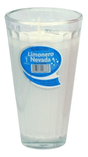 Veladora Limonero Nevada Parafina Blanca Vaso Vidrio