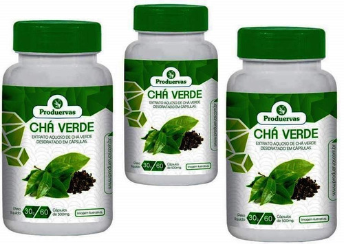 Imagem 1 de 3 de Chá Verde 180 Cápsulas Perda Peso Queima Gorduras