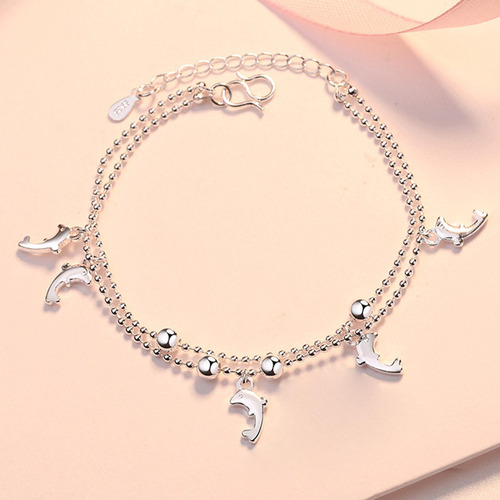 K, Pulsera Cadena, Elegante, Elegante, Doble Delfín