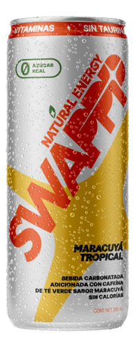 Bebida Carbonatada Energetica Swappp Sabor Maracuya Tropical Natural Te 0% Azucar Sin Calorias Nootropicos Con Vitaminas B3, B6 Y B12 Sin Taurina Endulzado Con Stevia Adicionada Con Cafeina