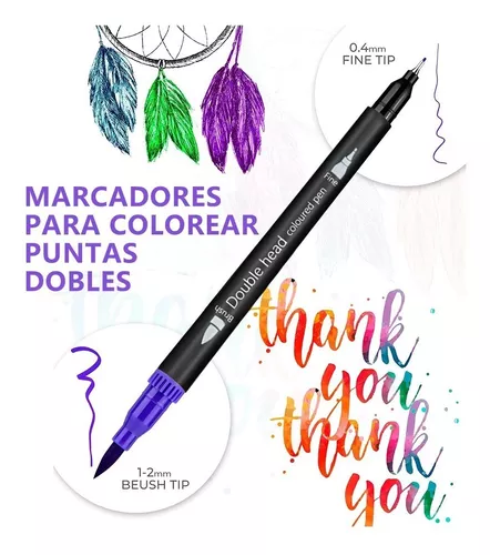 Bolígrafos de doble punta de 120 colores, marcadores de pincel de punta  fina para libros de colorear para adultos, dibujo y letras, caligrafía (120