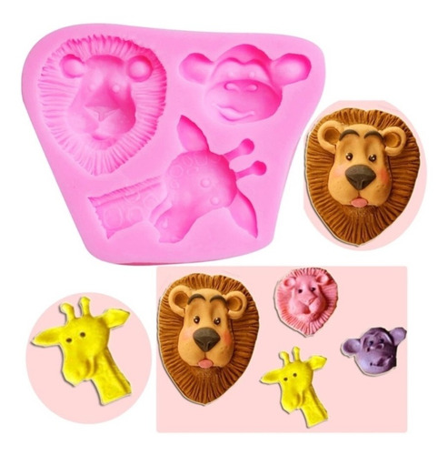 Molde Silicon Animal Leon Jirafa Chango Fondant Manualidades