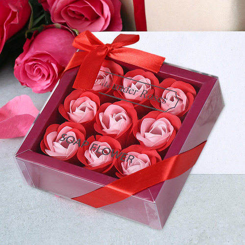 Jabón Perfumado Con Forma De Rosa, Caja De Regalo Rojo