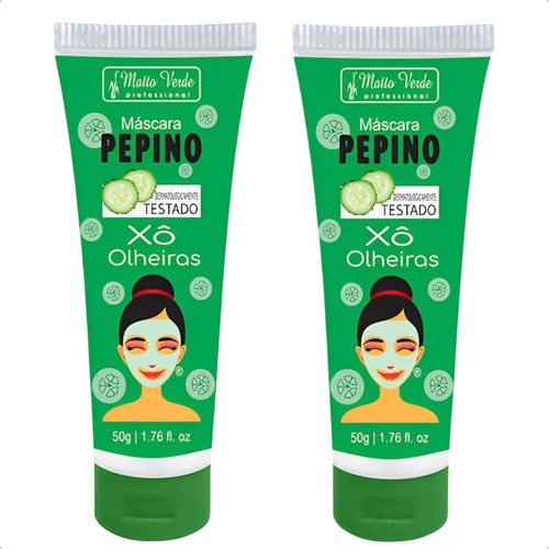 Kit 2 Máscaras Pepino Xô Olheiras Colágeno Matto Verde 50g Tipo de pele Máscara de Pepino