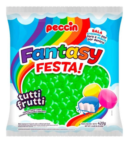 Bala Drageada Fantasy Festa Verde Tutti Frutti 420g