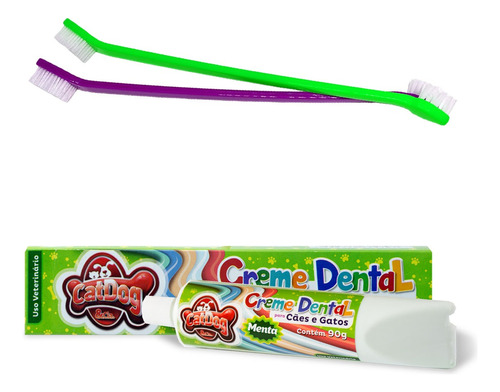Escova Dentes P/ Cães + Pasta Dental Pet Escova Dupla