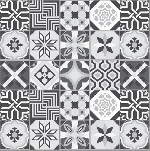 Vinilo Azulejo Mosaico Adhesivo 20x20 Piso X 10u Laminado Color 28. Bw Evora