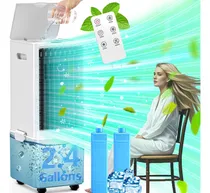 Comprar Censtech Enfriador De Aire Evaporativo, Ventilador Aire Frio Portatil, Control Remoto, Enfriador De Aire De Oscilación Y Silencioso, 4 Modos 3 Velocidades, Temporizador De 12h Para Interior Exterior