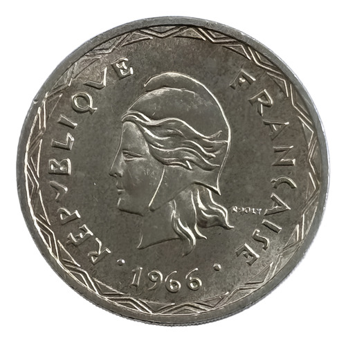 Colonia Francesa Novas Hébridas 100 Francos 1966 Prata 0,835