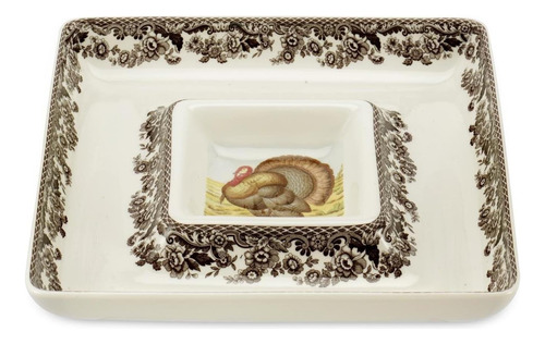 Spode Woodland Square Chip Y Dip Set 12 Plato De Motivo De Y