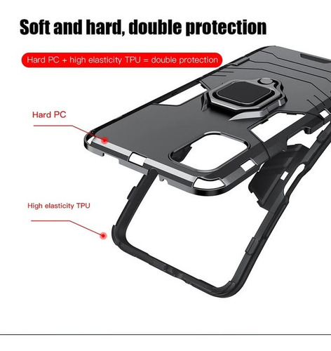 Imagen 6 de 8 de Carcasa Para Huawei P50 Pro Negra Antigolpe Anillo Metal