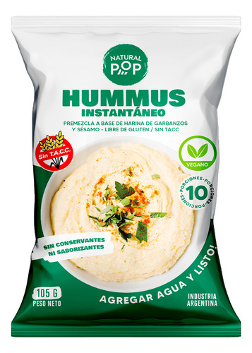 Premezcla Para Hummus Instantáneo Vegano Sin Gluten Natural