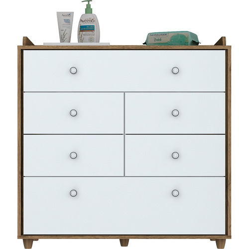 Cômoda Henn Pão De Mel - Rústico/branco - (94 X 93 X 46 Cm)