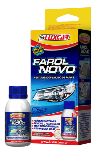 Renovador Limpa Farol Remove Fosco Farol Novo 50 Ml Luxcar