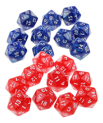 20piece Twenty Sided D20 Para Jugar Rpg Party Rojo Y Azul