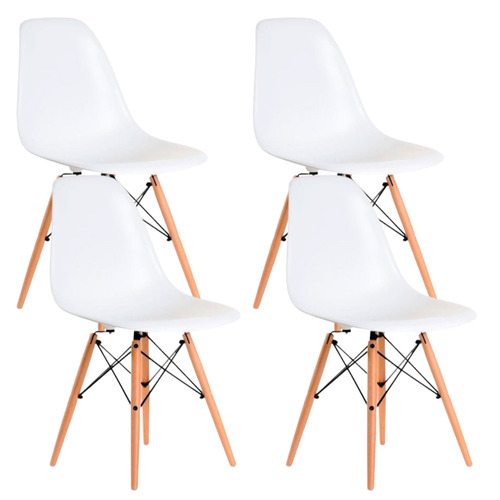 Silla De Comedor Eames Shopick, Color Blanco, 4 Unidades