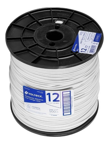 Cable Thhw-ls, 12 Awg, Blanco, Bobina 500 M, Volteck 40113 Color de la cubierta Blanco