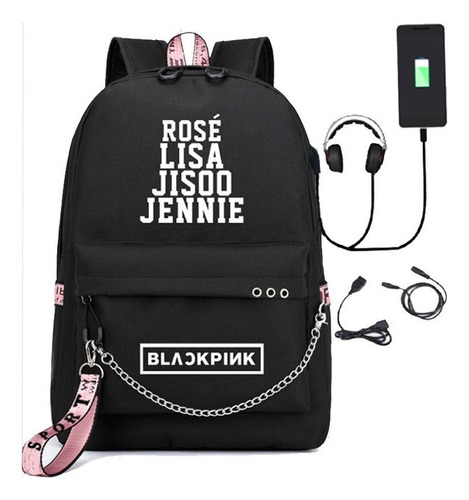 Blackpink Lisa Jennie Jisoo - Mochila Usb Para Escuela Coloc