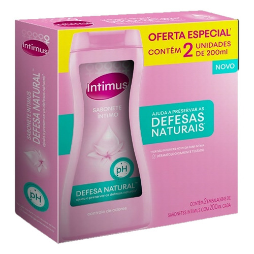 Pack Sabonete Líquido Íntimo Defesa Natural Intimus Frasco 2 Unidades 200ml Cada