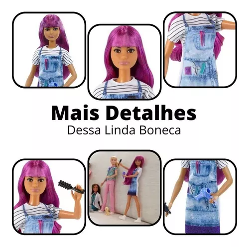 Barbie Boneca Cabelo Roxo - Profissões Cabeleireira - Mattel