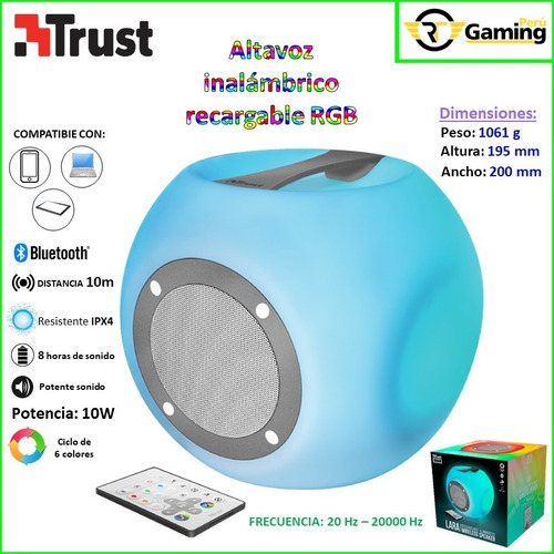 Parlante Bluetooth Recargable Rgb - Trust