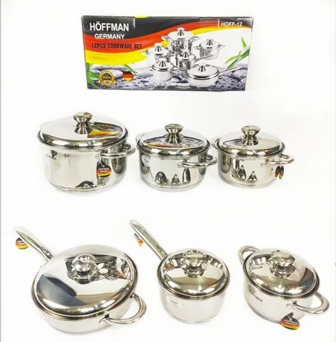 Bateria De Ollas Acero Quirurgico 12 Piezas Hoffman