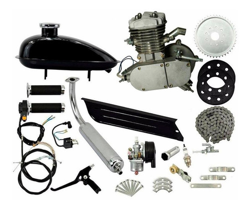 Imagem 6 de 10 de Kit Motor 80cc 2t Prata Bicicleta Bike Motorizada Gasolina