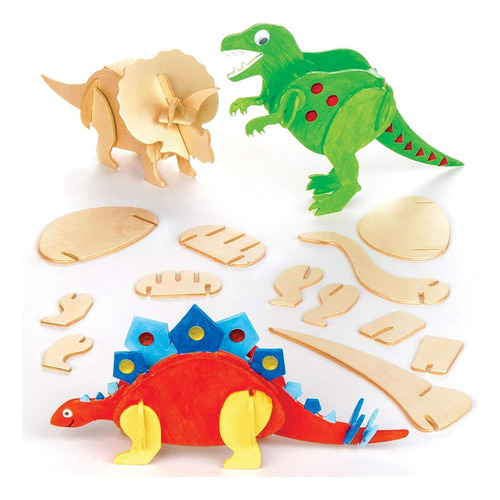 Baker Ross Ek501 Build A Dinosaur Kit - Pack Of 5, For Kids,