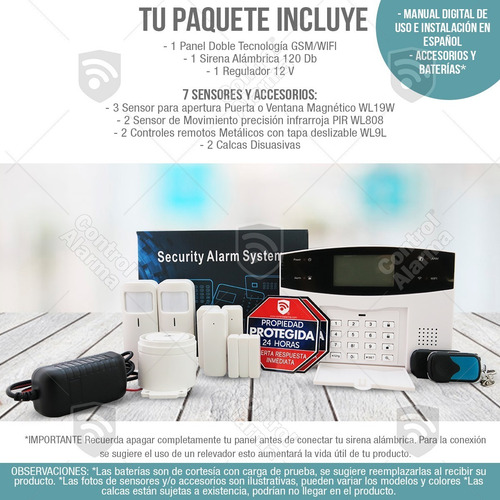 Imagen 2 de 10 de Wifi Kit 9 Alarma Gsm Alerta Inalambrica Seguridad Plus Casa