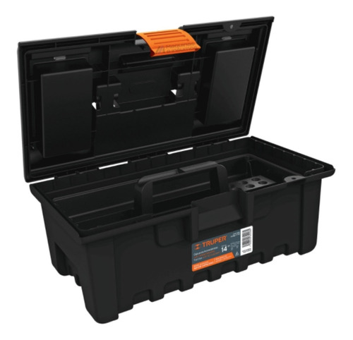 Caja De Herramientas Truper Con Compartimentos - 14 Pulgadas Color negro y naranja