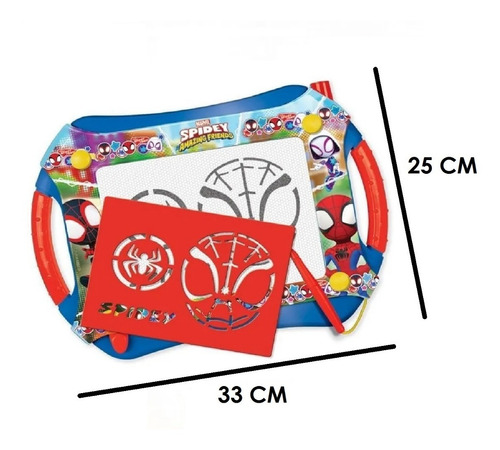 Imagen 4 de 6 de Pizarra Magica Spidey C/stencil Y Lapiz Magnetico Marvel