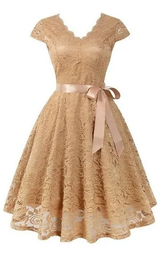 Vestidos Color Beige Encaje MercadoLibre