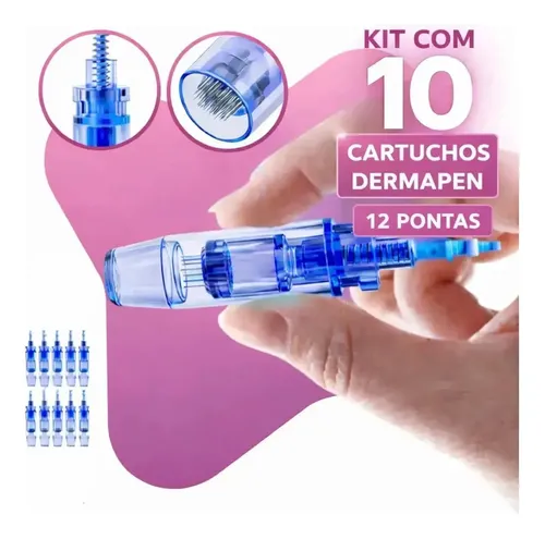 Kit 10 Cartuchos 12 Agulhas Dermapen Diversos Modelos Bmed
