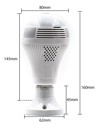 Lâmpada Câmera Led Wifi Ip Hd Panorâmica 360º Espiã Celular
