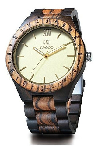 Uwood Reloj Resistente Al Agua, De Cuarzo Japonés, De Madera