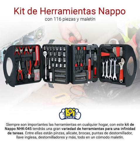 Kit De Herramientas Nappo 116 Piezas Y Maletin