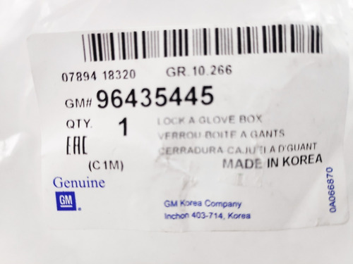 Imagen 8 de 10 de Chapa Guantera Chevrolet Spark Crhonos 96435445
