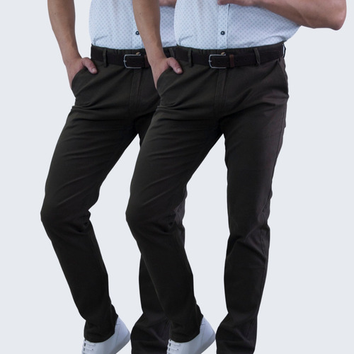 Pantalon Casual Hombre Gabardina Stretch Slim Fit Vestir | Envío gratis