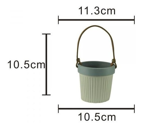 Cachepot Em Concreto C/ Alça Azul 11cm - Urban