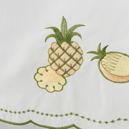 Cortinas Cocina Frutas Bordado Semitransp 2pzs Lino Algodón Piña