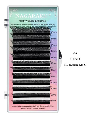 Extensiones de pestañas  Nagaraku YY color negro con curvatura de tipo D x unidad