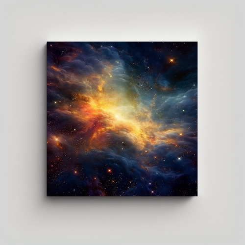 80x80cm Cuadro Galaxia Cálida Evocadora Bastidor Madera