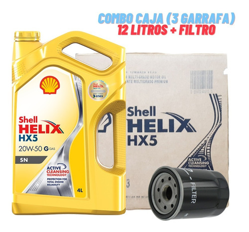 Aceite 20w50 Mineral Shell Helix Hx5 (caja 12lts + Filtro)