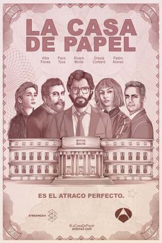 La Casa De Papel Póster Lámina 48x32cm Tokio Denver Profesor