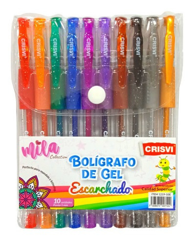 Boligrafos De Gel Escarchados Set 10unids Crisvi