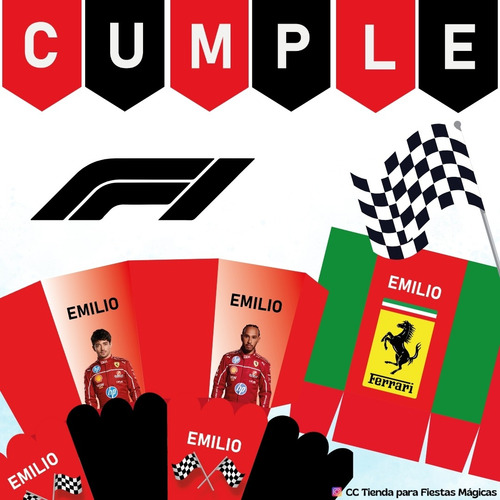 Kit Imprimible Personalizado F1 Fórmula 1 Ferrari Cumpleaños