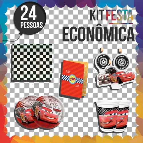 Kit Festa Econômica Dos Carros Disney P/ 24 Pessoas