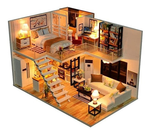 Juego De Fsolis Diy Dollhouse, Casa De Muñecas En Miniatur.