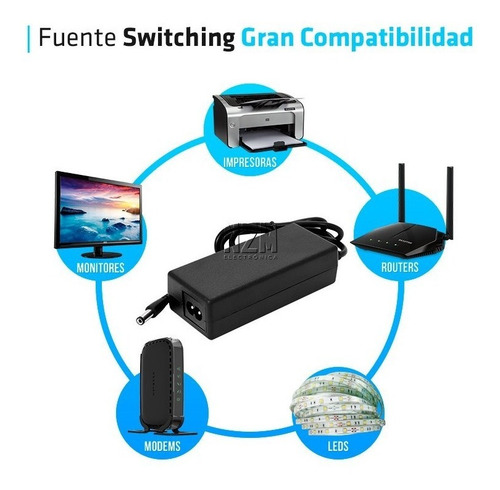 Fuente 12v 5a Plastica Transformador Switching Tira Led Cctv