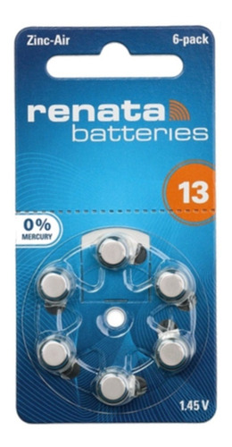 Pilas Audifono Zinc Air Renata 13 (pr48) 6 Unidades Alemanas